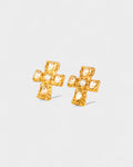 Multi-Stone Cross Stud Earrings