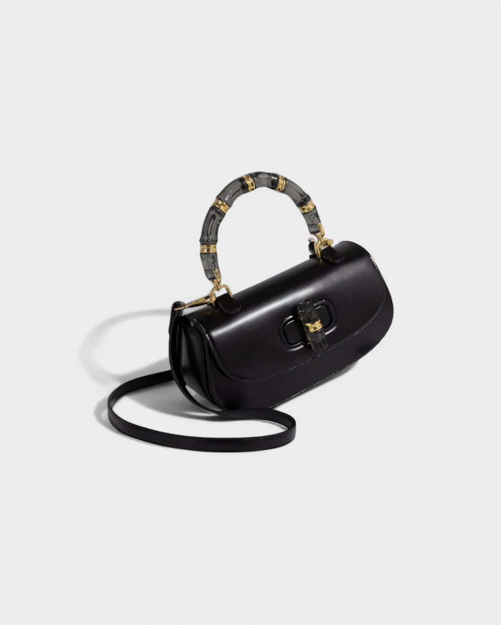 ZARLA Bamboo Handle Faux Leather Bag