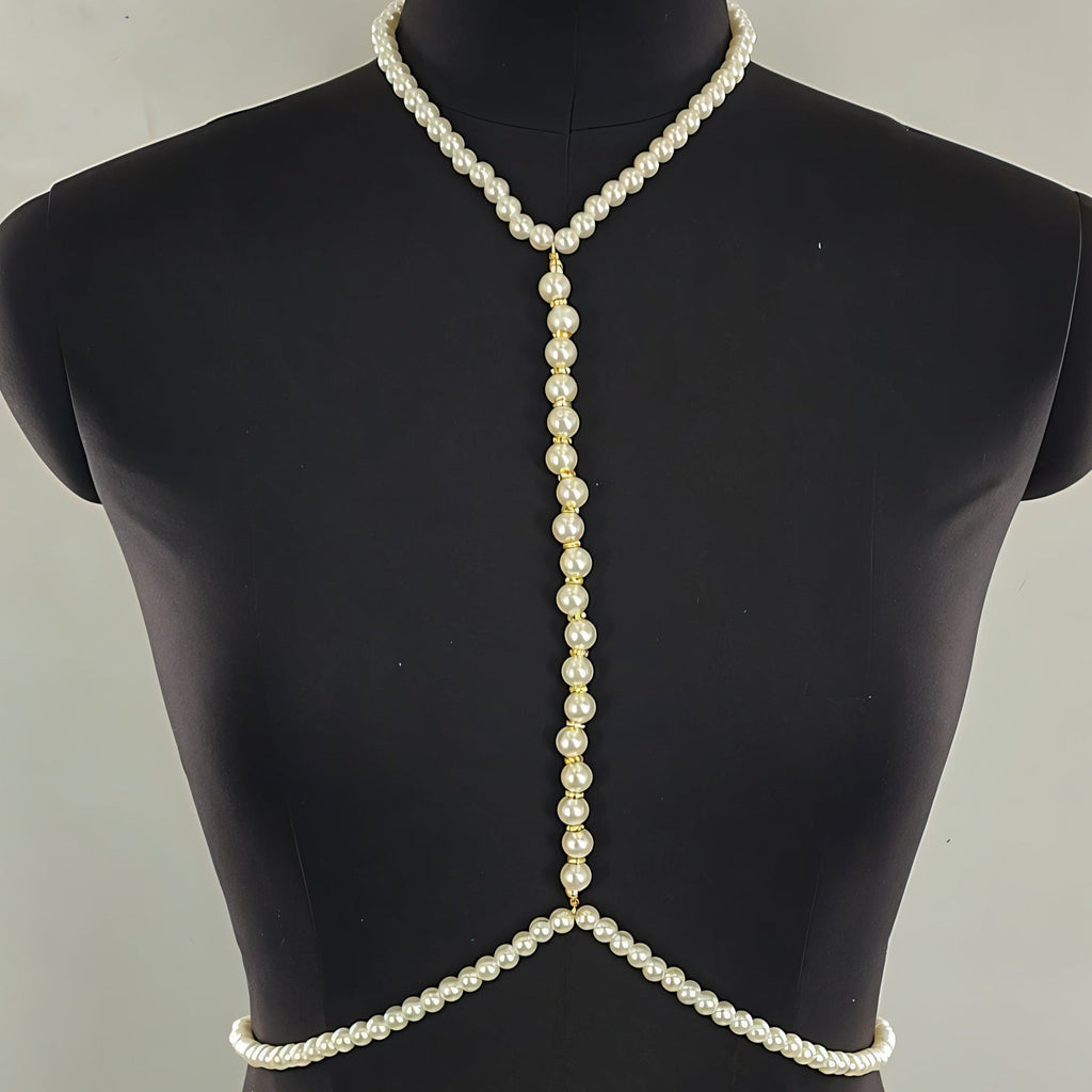 Pearl Body Chain Lariat Harness Necklace