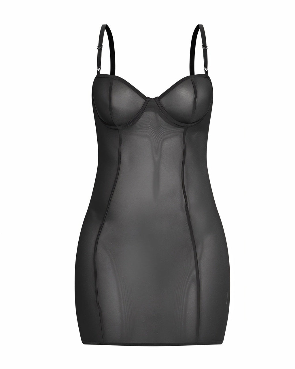 CAROLINA Sheer Mesh Low Cut Cami Mini Dress